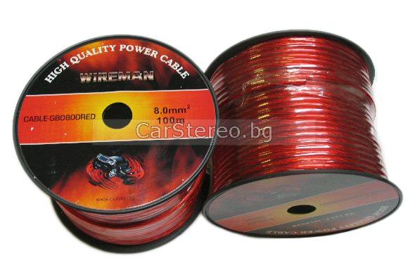 Захранващ кабел 8 mm2 Wireman силиконов червен, цена на ме
