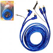 Аудио кабел чинчове с управление WIREMAN, 2RCA, 90градуса, високо качество, силиконов, син, 5 метра
